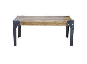 3662275110425 - - Couchtisch aus massivem Mango und schwarzem Metall L100 cm madison - Holz hell   Schwarz