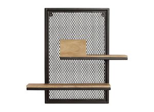 3662275113716 - - Doppelwandregal aus Metall und massivem Mangoholz H60 cm rack - Holz hell   Schwarz