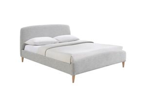 3662275114188 - Design-Bett Stoff Grau und Holz 160 x 200 cm niels - Hellgrau