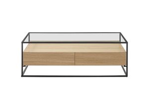 3662275116908 - - Designer-Couchtisch mit Glasplatte und Holzschubladen finn - Eiche hell