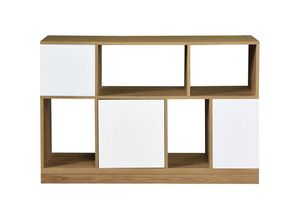 3662275117561 - - Flaches Sideboard auswechselbar petrolblau und weiß jodie - Holz hell   Weiß