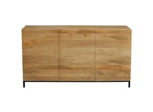 3662275118490 - - Industrial-Sideboard ypster 3 Türen aus aus massivem Mangoholz und Metall - Holz hell   Schwarz