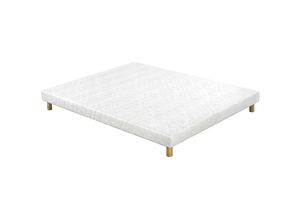 3662275123029 - Boxspringbett weiß mit Holzfüßen 140 x 200 cm jami - Weiß und Grau