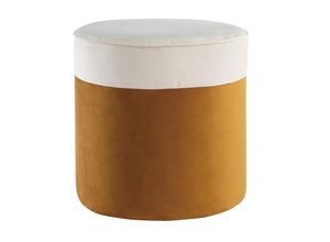 3662275123838 - - Designer-Hocker aus cremeweißem und gelbem Samt d 40 cm daisy - Gelb