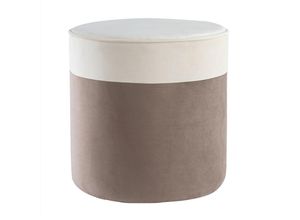 3662275123845 - Designer-Hocker aus cremeweißem und Taupefarbenem Samt d 40 cm daisy - Taupe