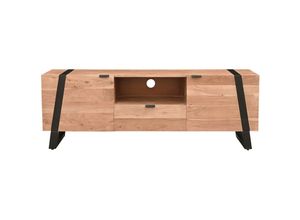 3662275124514 - TV-Schrank aus massivem Akazienholz und schwarzem Metall B 150 cm ALVARO - Natur