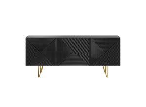 3662275126549 - Sideboard schwarz und goldfarben 3-türig L160 cm ozen - Schwarz