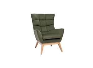 3662275127133 - - Skandinavischer Sessel mit Samteffekt in Khaki und Holz brody - Khaki