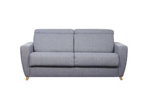 3662275127195 - - Schlafcouch mit verstellbaren Kopfstützen Hellgrau und 18 cm Matratze 3-Sitzer goya - Hellgrau