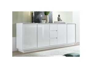 3662275128246 - Design-Sideboard 4-türig mit 3 Schubladen weiße Hochglanz-Lackierung b 210 cm como - Weiß lackiert