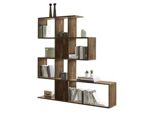 3662275128253 - - Skandinavisches Bücherregal Raumtrenner Walnussfinish H147 cm como - Nussbaum