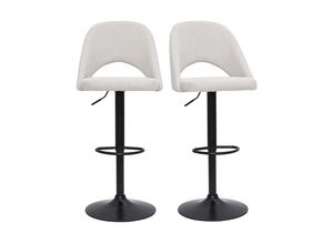 3662275130423 - Barhocker höhenverstellbar Stoff mit strukturiertem Samteffekt in Beige und schwarzes Metall (2er-Set) COSETTE - Beige