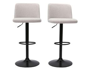 3662275130683 - - Barhocker höhenverstellbar Stoff mit strukturiertem Samteffekt in Beige und schwarzes Metall (2er-Set) monti - Naturbeige