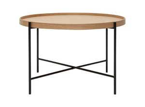 3662275131598 - Runder Couchtisch aus hellem Holz und schwarzem Metall D75 cm bassy - Esche