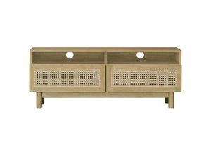 3662275132137 - - TV-Möbel aus hellem Holz und Rattangeflecht L120 cm galina - Natur