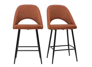 3662275132243 - Barhocker rostbrauner Stoff mit Samteffekt H65cm (2er-Set) cosette - Orange