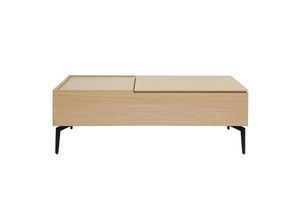 3662275132427 - Hochklappbarer Couchtisch aus hellem Holz und schwarzem Metall L1025 cm SEDA - Natur