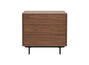 3662275132489 - - Vintage-Kommode mit drei Schubladen aus Walnuss und Metall manny - Nussbaum