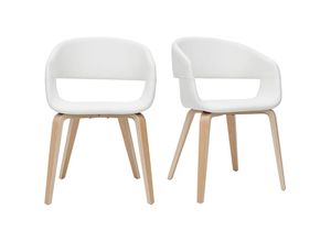 3662275133189 - Design-Stühle aus weißem Polyurethan mit hellen Holzbeinen (2er-Set) SLAM - Holz hell   Weiß