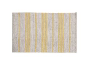 3662275134698 - - Teppich   Bettvorleger rechteckig beige mit gelben Streifen 140 x 200 cm cabourg - Gelb