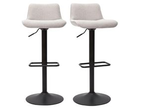 3662275134919 - - Barhocker höhenverstellbar und um 360° drehbar aus Stoff mit strukturiertem Samteffekt in Beige und Metall (2er-Set) boost - Beige