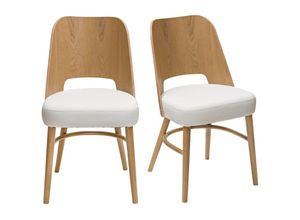 3662275135190 - - Design-Stühle Eichenholz und weiße Sitzfläche (2er-Set) edito - Weiß