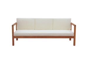 3662275136258 - Gartensofa 3-Sitzer Massivholz und beigefarbene Kissen L190 cm AKIS - Weiß