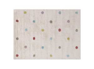3662275136579 - - Kinderteppich aus beigefarbener Baumwolle mit bunten Punkten 100 x 150 cm dada