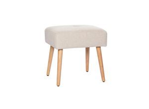 3662275137156 - Niedriger Hocker aus Stoff mit strukturiertem Samteffekt in Beige und hellem Massivholz H46 cm guesta - Beige