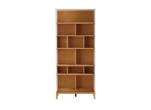 3662275137385 - Skandinavisches Bücherregal aus hellem Holz mit Eichenfinish und Weiß B90 cm abel - Eiche hell