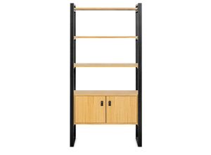 3662275137668 - Bücherregal aus hellem Holz Eiche und schwarzem Metall H195 cm OPAL - Eiche hell