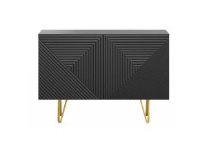 3662275138016 - Design-Sideboard schwarz und goldfarbenes Metall 2-türig L107 cm ozen - Schwarz