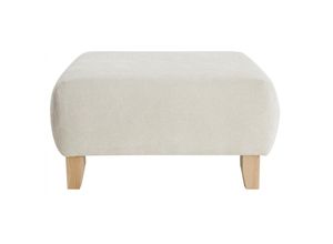 3662275138191 - Hocker Fußstütze aus Stoff mit strukturiertem Samteffekt in Beige und hellem Massivholz B75 cm odeon - Beige