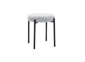 3662275138481 - - Hocker stapelbar aus Stoff mit Bouclé-Wolleffekt grau meliert mit schwarzem Metall H41 cm kiko - Grau