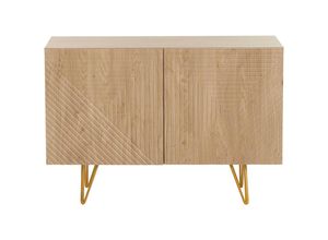 3662275138542 - Design-Sideboard aus hellem Eichenholz-Finish und goldfarbenem Metall mit 2 Türen B107 cm ozen - Eiche hell