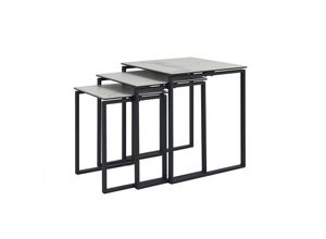 3662275138894 - - Couchtische aus Keramik mit weißem Marmoreffekt und schwarzem Metall (3er-Set) stresa - Weiß