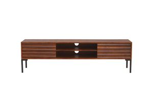 3662275139532 - TV-Möbel aus dunklem massivem Mangoholz und schwarzem Metall 2 Türen B160 cm ONDA - Nussbaum