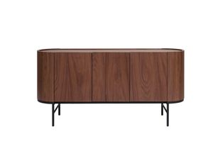 3662275139594 - Design-Sideboard dunkles Walnussfurnier und schwarzes Metall 3 Türen B160 cm skye - Nussbaum