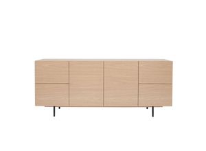 3662275139747 - - Design-Sideboard aus hellem Eichenfurnier und schwarzem Metall 2 Türen 4 Schubladen B180 cm alaska - Eiche hell