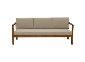 3662275140606 - Gartensofa 3-Sitzer Massivholz und abziehbare Kissen in Taupe B190 cm akis - Taupe