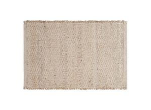 3662275140668 - Rechteckiger beigefarbener Teppich aus Jute und gewebter Baumwolle L140 x B200 effia - Weiß