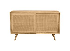 3662275140712 - - Sideboard aus massivem Mangoholz und Rattangeflecht 2 Schiebetüren B135 cm acange