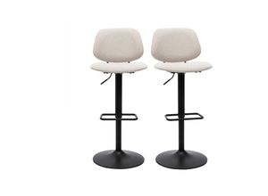 3662275140965 - - Design-Barhocker höhenverstellbar Stoff mit Samteffekt in Beige und schwarzes Metall (2er-Set) barnet - Beige