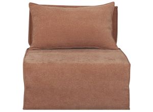 3662275141467 - Schlafsessel aus terracotta Stoff mit Samteffekt 1-Sitzer VICTOR - Terra Cotta