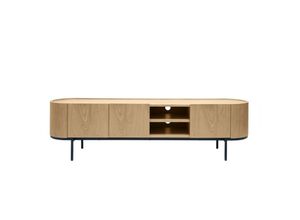 3662275142129 - Design-TV-Möbel aus hellem Holz und schwarzem Metall mit Stauraum B180 cm SKYE