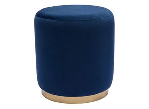 3662275143263 - - Runder Samtpouf in Marineblau und goldener Metallstruktur D40 cm amaya