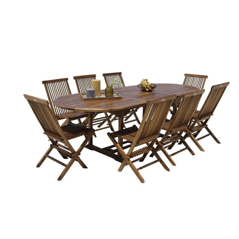 3662557000185 - Geölte Gartenmöbel structure ovale Teck T8 10+C8