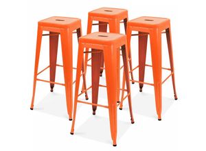 3663095028068 - 4er-Set Hocker aus Mattmetall Orange - Orange