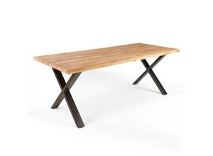 3663095040787 - Holztisch mit unebenen Kanten und X-förmigem Gestell Schwarz - 160 x 95 x 75 cm