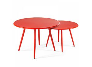 3663095043146 - Oviala - 2er-Set runder Couchtisch aus Stahl Rot - Rot